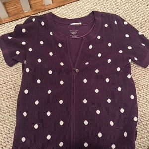 Christopher & Banks Purple polka dot zip up and tank set